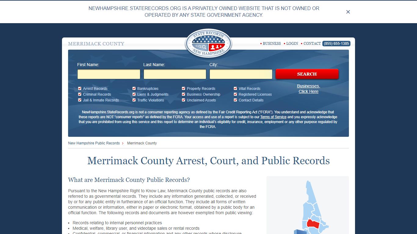 Merrimack County Arrest, Court, and Public Records