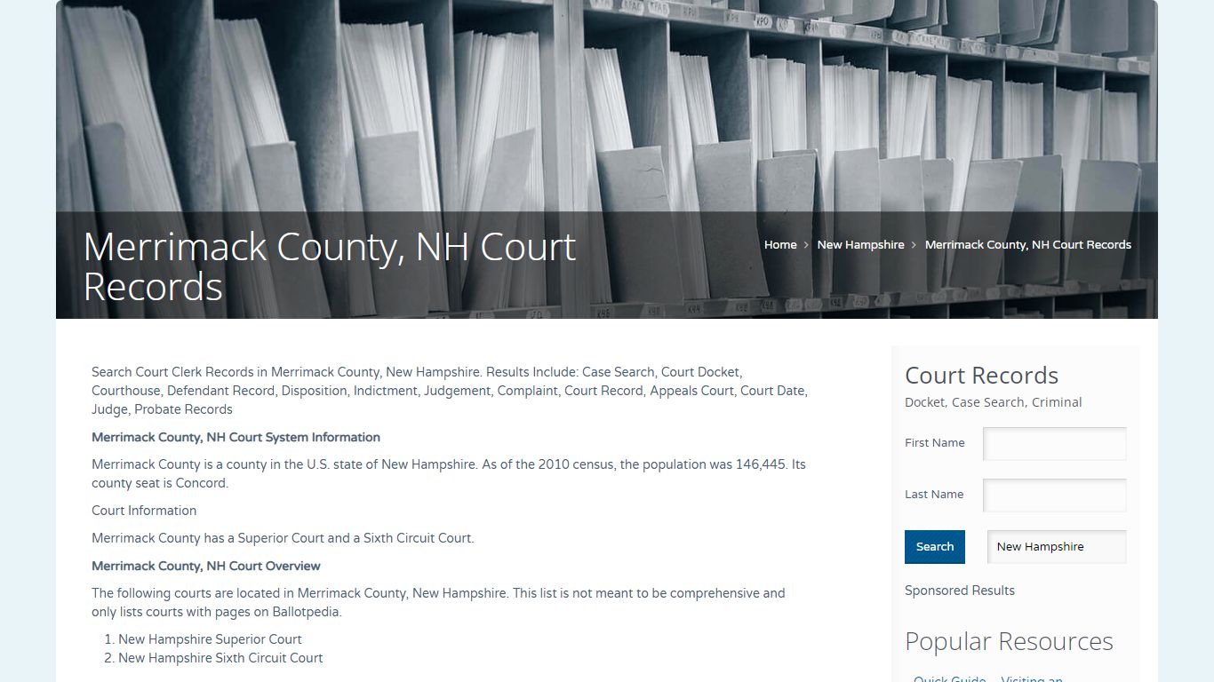 Merrimack County, NH Court Records | Name Search