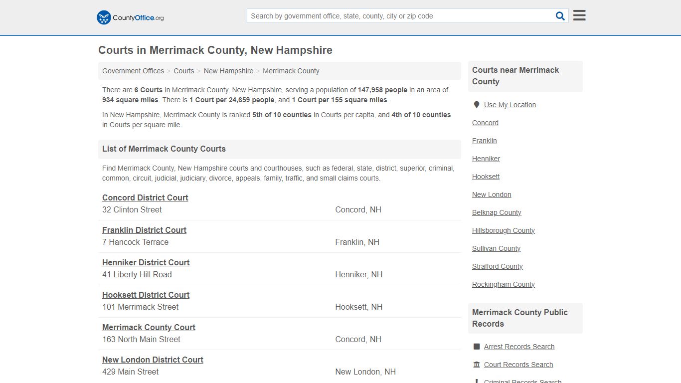 Courts - Merrimack County, NH (Court Records & Calendars)